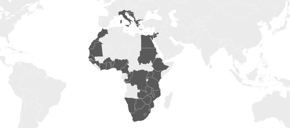 Χάρτης της Αφρικής με τις χώρες που επισκέφτηκε ο Ηλίας Βροχίδης