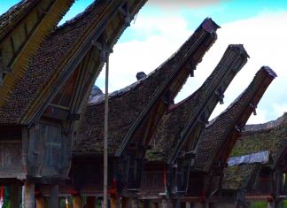 Τα σπίτια Tongkonan του νησιού Sulawesi της Ινδονησίας